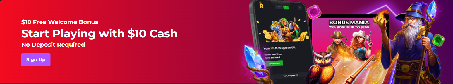 Ten dollar no deposit bonus offer for new verified Australian player accounts