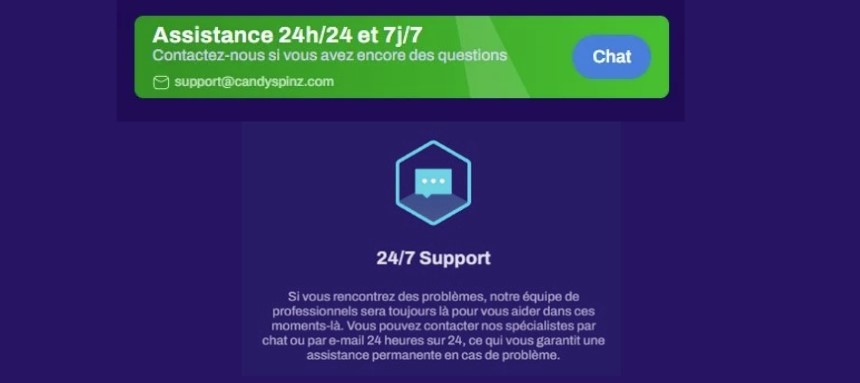Service client réactif de Candyspinz pour aider les joueurs en difficulté