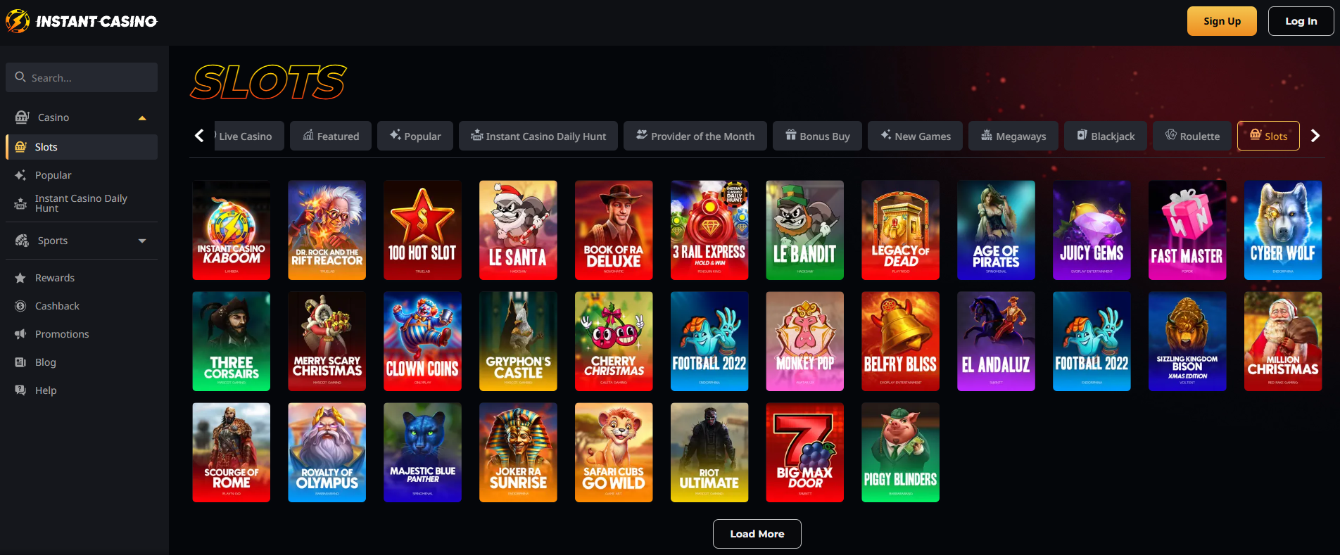 Large sélection de machines à sous incluant nouveautés et jackpots progressifs