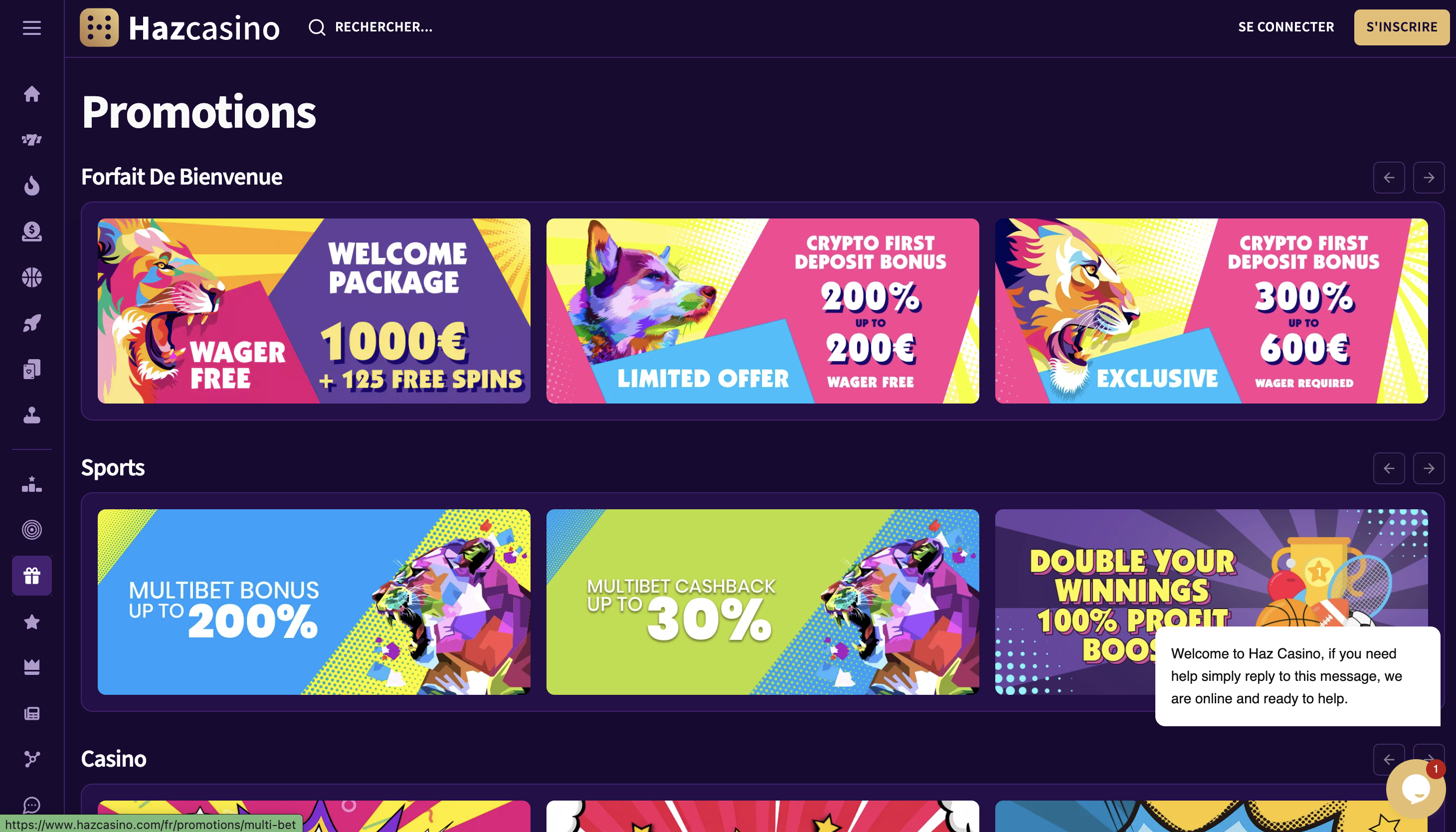 Bonus et promotions Haz Casino
