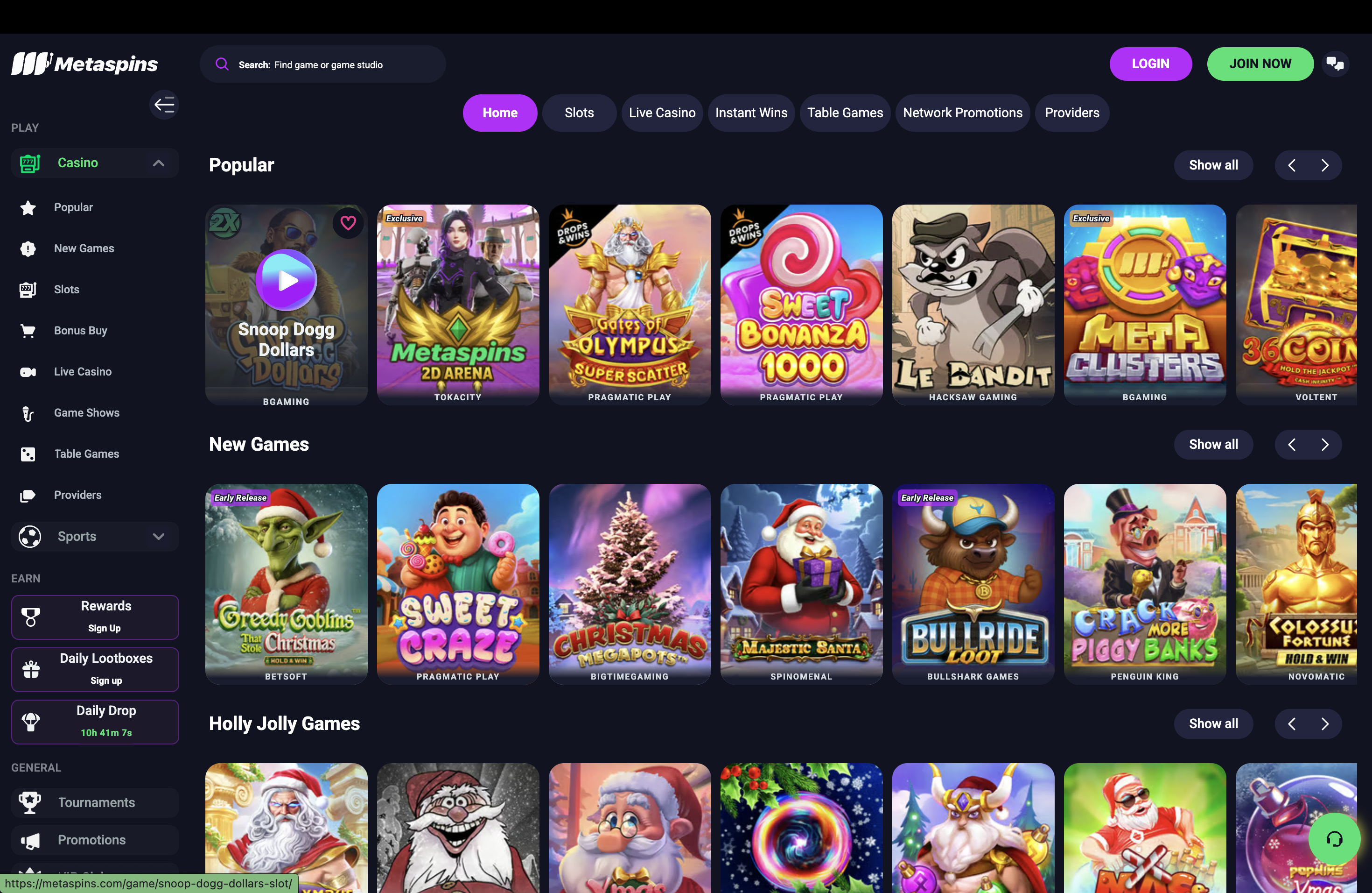 Sélection de jeux Metaspins