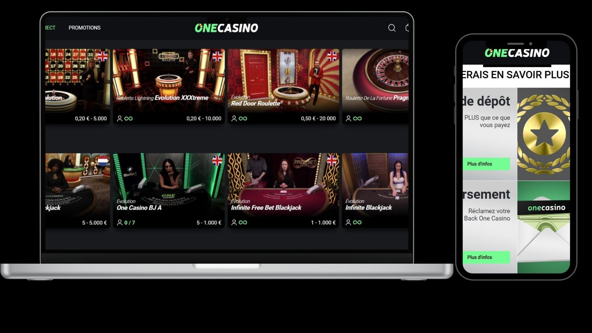 One Casino sur mobile et ordinateur