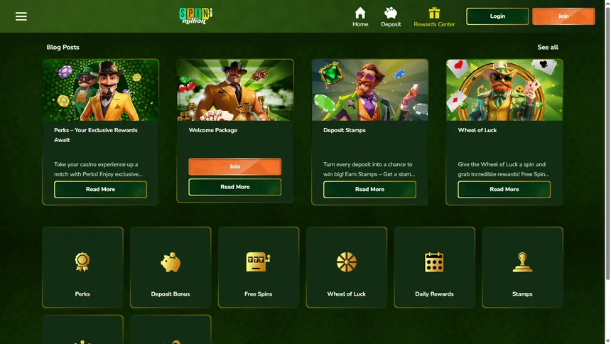 Liste détaillée des promotions et bonus disponibles sur la version bureau de SpinMillion